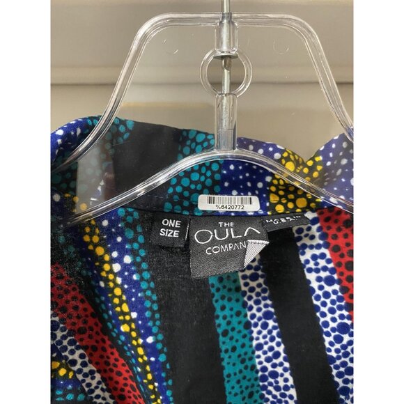 The Oula Company Dress Womens One Size Multicolor Striped Dot Boho Maxi Made USA - Picture 3 of 6